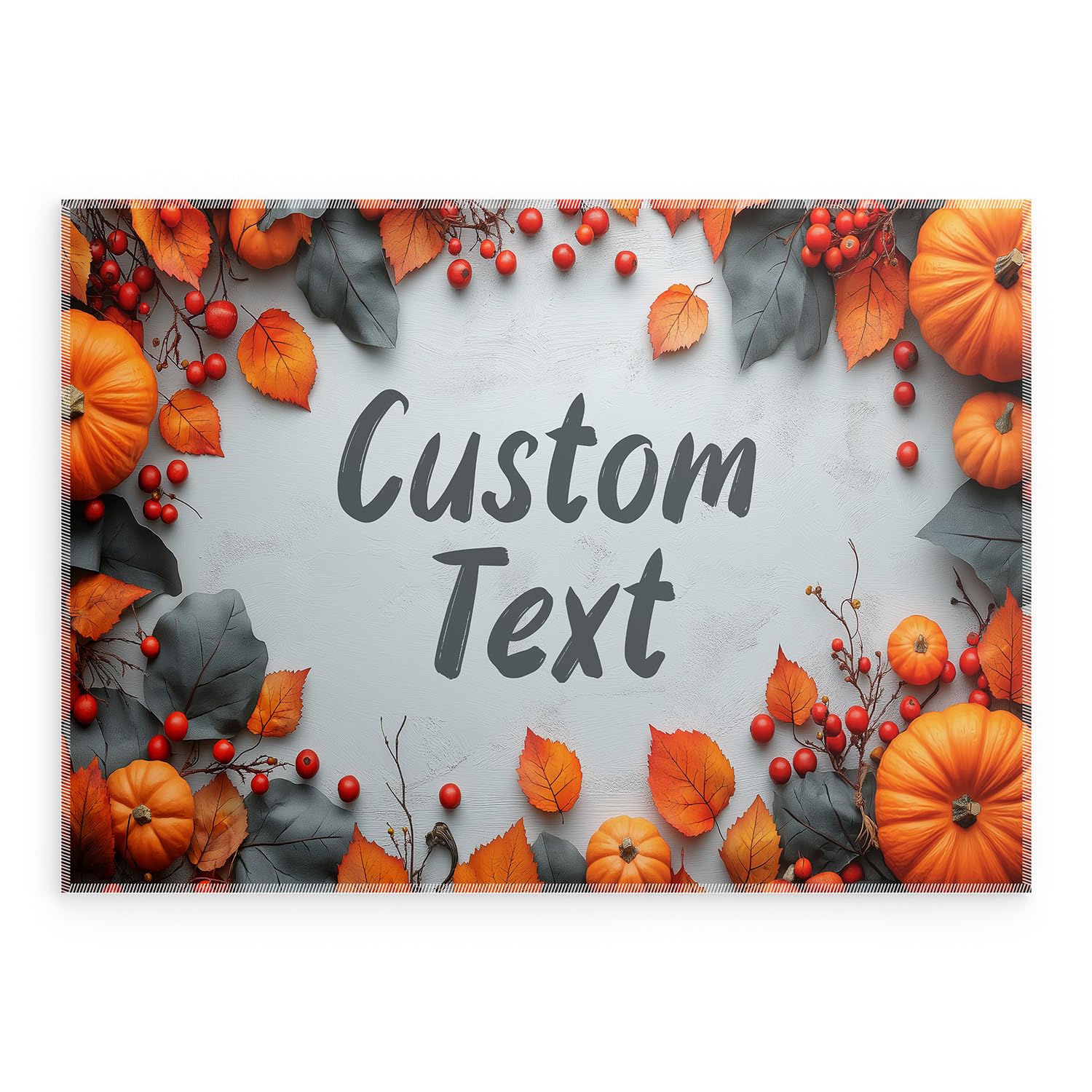 PICANOVA Pumpkin Rug Custom Text - 20x28 Inch Farmhouse Door Mat Non-Slip Rug Made in USA - Indoor Outdoor Use - Fall Holiday Decor - Pumpkin Harmony