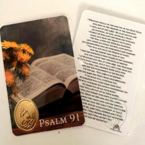 Psalm 91 Art Prayer Cards - Laminated 2-Sided Holy Prayer Cards with Inspirational Bible Verses - Christian Gifts for Friends - 25-Pack (3.25x2.25 in)