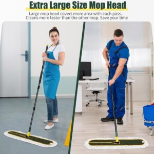 OTDOGUO 36inch Commercial Dust Mop Pads for Floor Cleaning, Cleaning Office Garage Hardwood Warehouse Factory Mall 2PCS Green