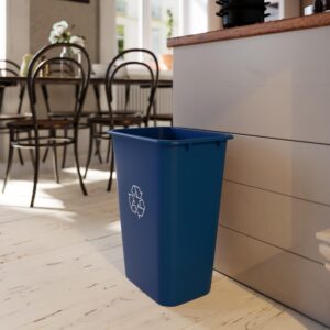 Pack of 2 | 41 Qt. / 10 Gallon Blue Rectangular Wastebasket Trash Can