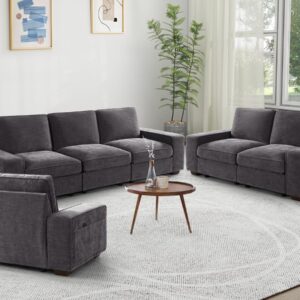 COCOLHOME 72" Comfy Sofa Couch with Storage, Modern Sofa Loveseat 2-Seater Sofa, Sectional Sofa Couches for Living Room, Apartment Small Space, Side Pocket Washable Cushion Cover, Grey Chenille