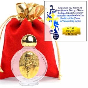 Holy Water Pope Francis Vial ✞ Pope Blessed Portable Bottle ✞ The Only Authentic Certified Holy Water Font Online ✞ Vatican Direct Baptism Wedding Christian Catholic God Jesus Religious Gift (Gold)