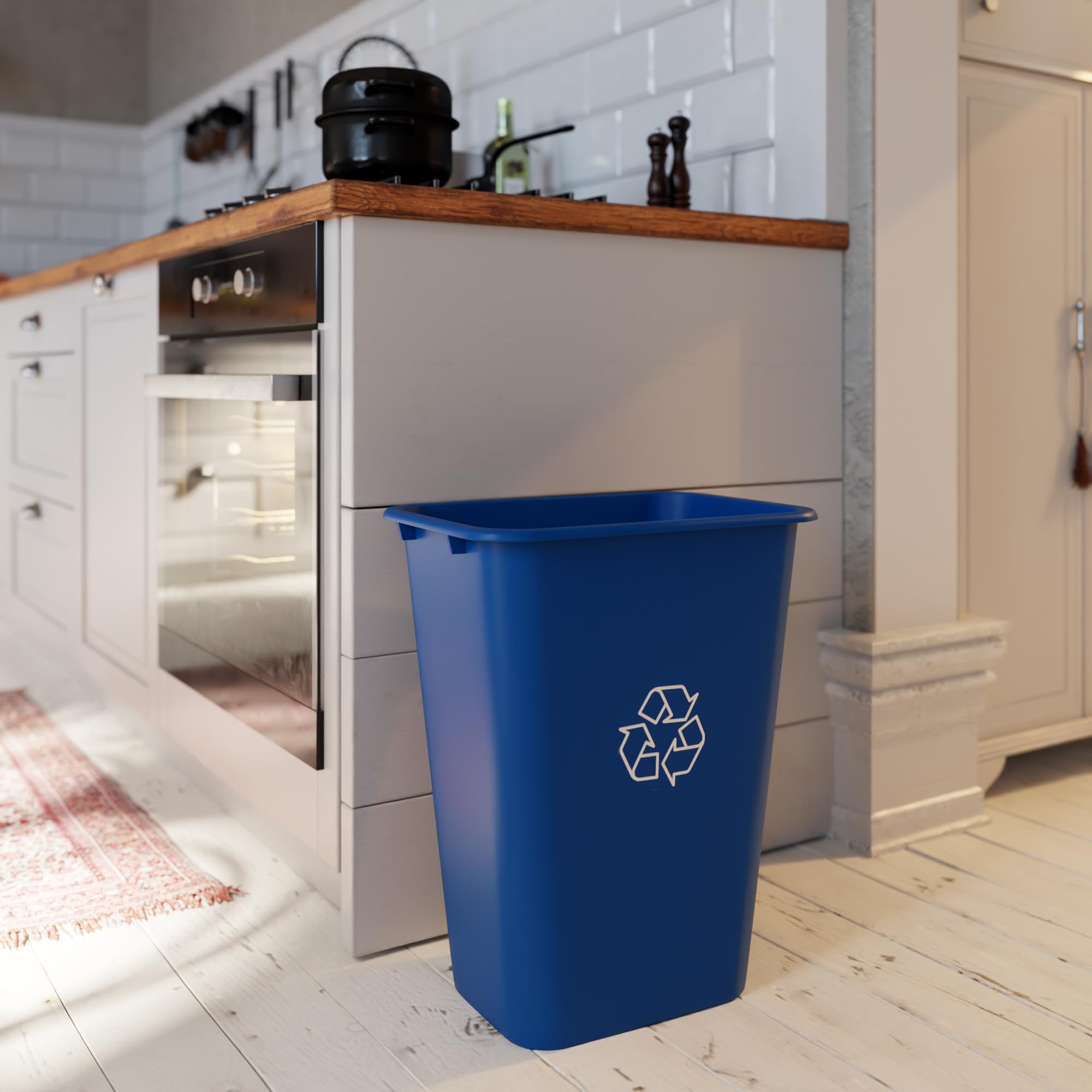 Pack of 2 | 41 Qt. / 10 Gallon Blue Rectangular Wastebasket Trash Can