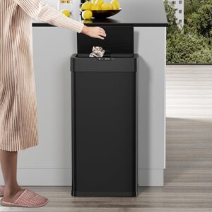 TLSUNNY 21.1 Gallon Motion Sensor Trash Can,Touchless Automatic Garbage Can,Brushed Stainless Steel Smart Bin,with Bag Holder,Soft Close Lid,for Kitchen,Office,RV,Bedroom,Living Room (Black, 80L)