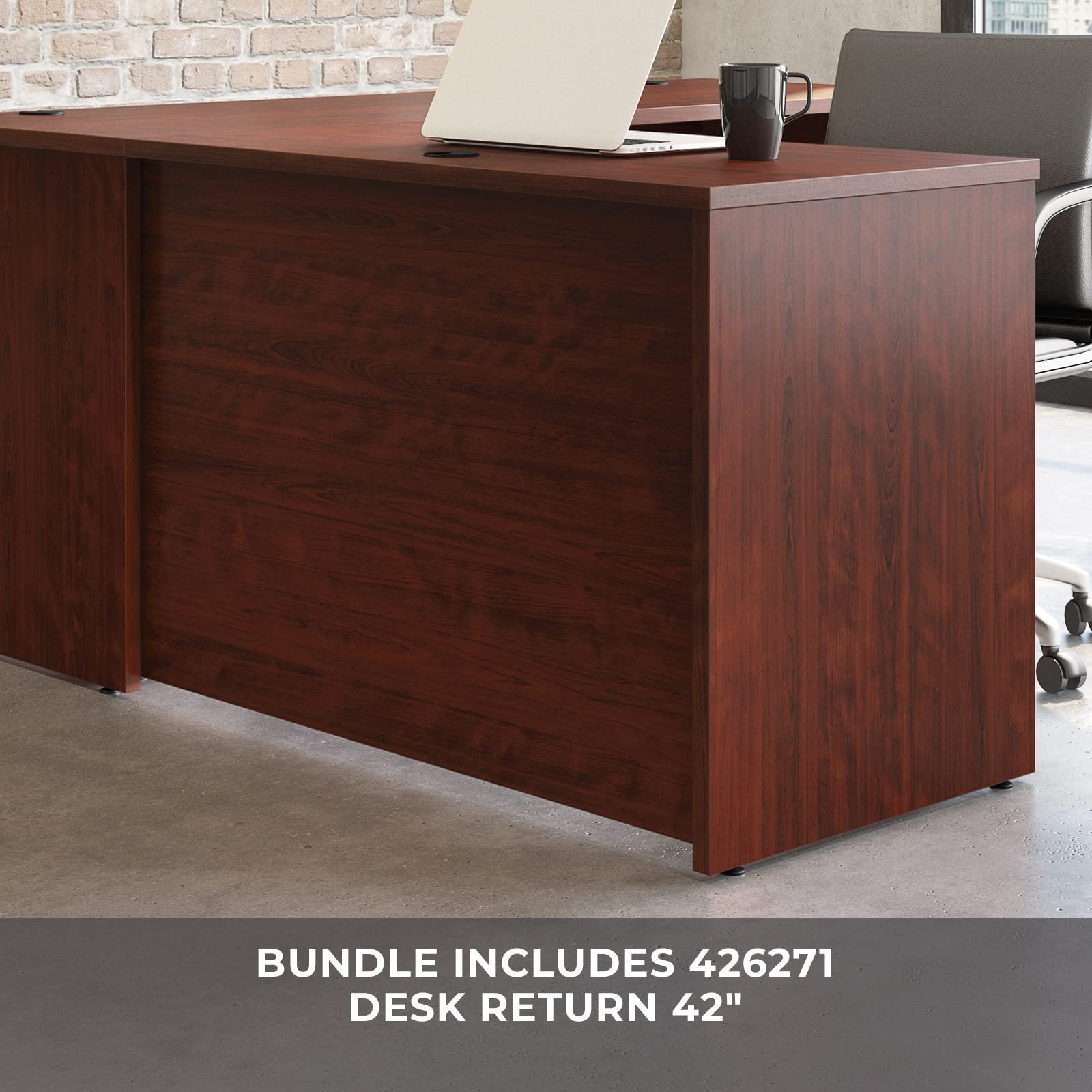 OfficeWorks by Sauder Affirm 60x30 Desk, 42" Return, Classic Cherry Finish