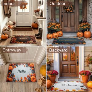 PICANOVA Pumpkin Rug Custom Text - 20x28 Inch Farmhouse Door Mat Non-Slip Rug Made in USA - Indoor Outdoor Use - Fall Holiday Decor - Pumpkin Harmony