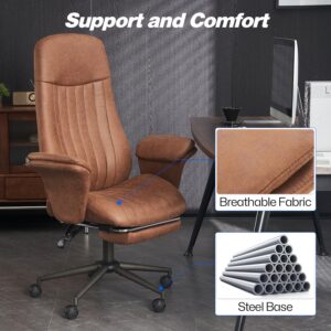 Tall Home Office Desk Chair with Ottoman, High Back Ergonomic Office Chair with Arms, Height Adjustable Swivel Modern Task Chair， Executive Desk Chair, Computer Chair for Living Room(Coffee)