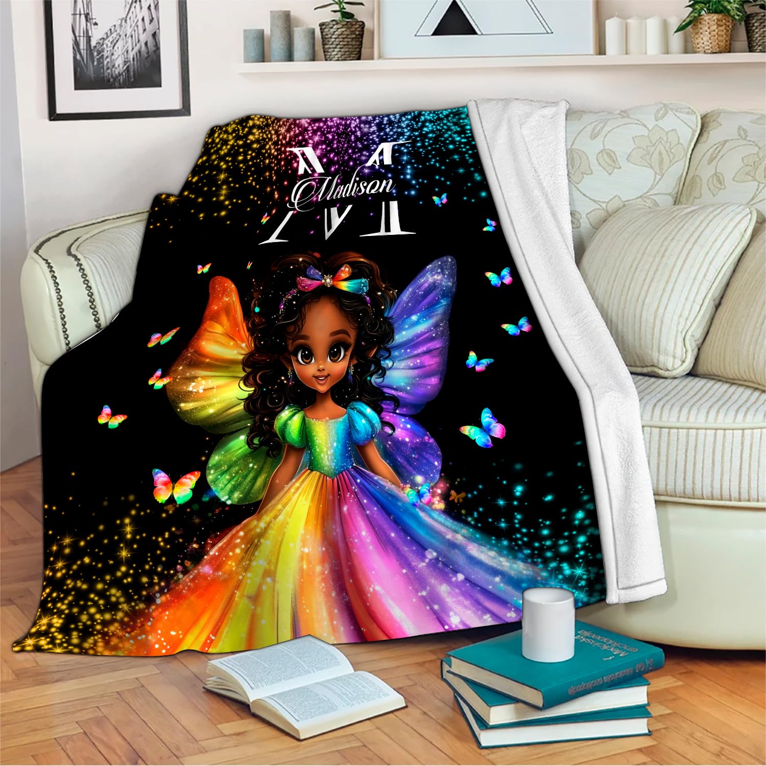 Personalized Princess Throw Blanket, Fairy Blanket, Initial Name Blanket, Personalized Name Blanket, Blanket for Teen Girls, Soft Blanket, Daughter Blanket from Mom, Gifts for Girls On Christmas