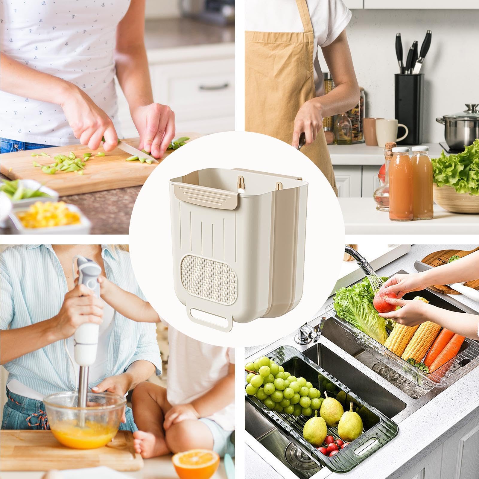 Wall Mounted Garbage Can - Foldable Wall Mount Trash Bin | Portable Garbage Bin Under Sink | Space-Saving Trash Container | Kitchen Garbage Can for Bathroom, Bedroom, Kitchen and Offices