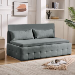 HOMNSO Convertible Queen Sleeper Sofa Bed,2-in-1 Futon Sofa Bed,Loveseat Sleeper Sofa Couch with pullout Bed for Living Room, Bedroom, Balcony, RV, Dark Gray