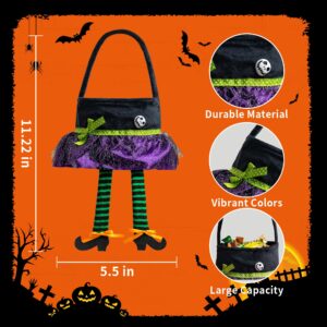 Halloween Trick or Treat Bags for Kids Candy Bucket Tote, Hands Party Favors Basket, Skirt with Foots, Halloween Trick or Trade Bag