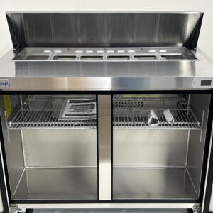 GenKraft Commercial Refrigerated - Salad/Sandwich Prep Table 48", 12 pan Capacity, Refrigerated Stainless Prep Table, used in Restaurants, Food Trucks, Fast Food Shops etc.