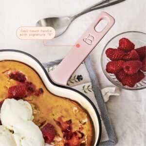 Gorgeous 10” Enameled Cast Iron Heart Skillet, Pink Champagne by Drew Barrymore