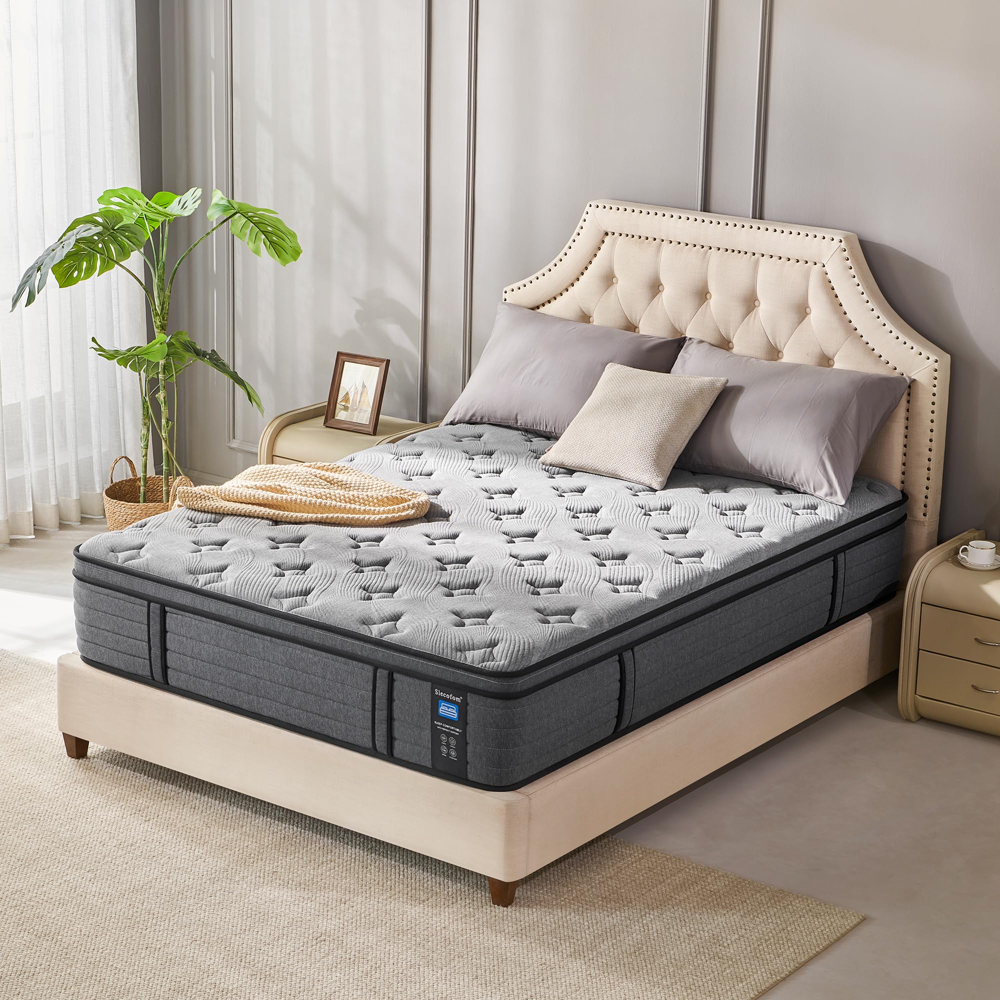 Full Mattress, 12 Inch Firm Supportive Mattress Designed with Tight Line & Thick Foam Edges, Euro Top Enhanced Pocket Spring Hybrid Memory Foam Mattress in a Box/Non-Fiberglass