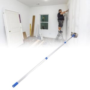 Drywall Tools Skimming Blade with 2 Meter Telescopic Pole, Wall Corner Drywall Scraper, Stainless Steel Construction Tools Bearing Plaster Finishing Tool