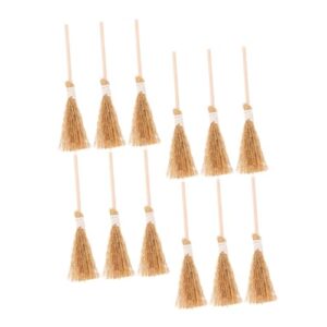 KOMBIUDA 24 Pcs Halloween Broom Decor Mini Broom for Dollhouse Straw Halloween Hanging Ornaments Halloween Witch Broom Cauldron Dollhouse Broomsticks Doll Brooms Small Yellow Miscanthus