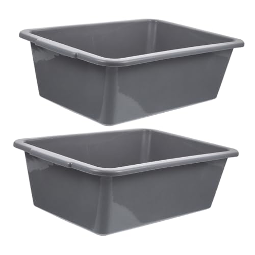 CRILSTYLEO 2pcs Box Storage Basket Food Storage Bin Vegetable Tote Tub Dish Basin Food Washing Bowl Food Service Bus Commercial Bus Tub Restaurant Wash Basin Commercial Tote Tub Grey Pp