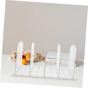 COOLHIYA Magazine Rack Clear Shelves Bookshelf Bookends Desktop Bookcase Book Shelves Bag Bookend Support Bag Organizer Plastic Bookend Closet Shelf Bag Holder Bag Rack Abs Transparent