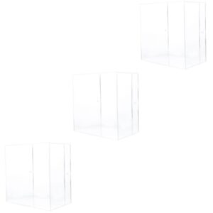 stobaza 3pcs acrylic storage rack storage shelves vinyl record display vinyl record shelf wall record holder square stand clear stand wall mount organizer clear shelf transparent