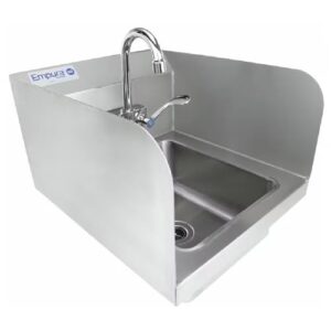 empura 14" wide stainless steel wall mounted hand sink | commercial prep utility 10" x 12" bowl for restaurant laundry garage | wrist handle, 8" back/side splash, 14"w x 16.5"d x 13"h, 20 gauge, nsf