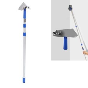 Drywall Tools Skimming Blade with 2 Meter Telescopic Pole, Wall Corner Drywall Scraper, Stainless Steel Construction Tools Bearing Plaster Finishing Tool