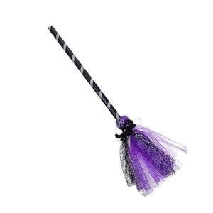 gogogmee 1pc wizard broom accessories witch broom spiderweb witch hat and broom halloween flying broom witch light up broom kid broom witch broom halloween prop broom purple plastic