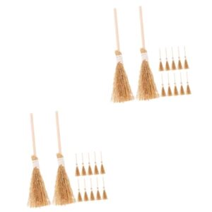 kombiuda 24 pcs halloween broom decor mini broom for dollhouse straw halloween hanging ornaments halloween witch broom cauldron dollhouse broomsticks doll brooms small yellow miscanthus