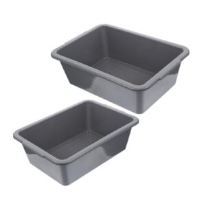 caxusd 2pcs box storage basket restaurant wash basin food washing bowl dish basin commercial tote tub fruit container utility bus tub food service bus dish washing tub pp grey