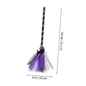 Gogogmee 1pc Wizard Broom Accessories Witch Broom Spiderweb Witch Hat and Broom Halloween Flying Broom Witch Light up Broom Kid Broom Witch Broom Halloween Prop Broom Purple Plastic