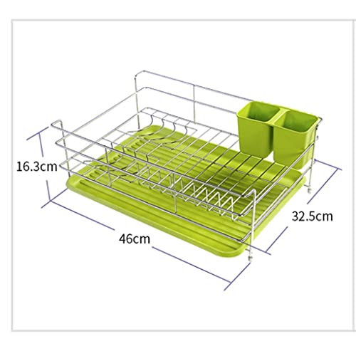 JUNXIAN Dish Rack Single Layer 304 Stainless Steel Tableware Storage Racks, Kitchen Dishware Storage Stand, Household Dish Drying Rack Dish Containers(A)