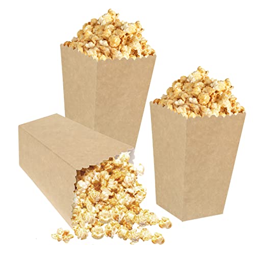 ULDIGI 50pcs Box Party Candy Cartons White Serving Tray Greaseproof Pastry Bags Paper Popcorn Boxes Red Strips Popcorn Bags Candy Boxes Snacks Popcorn Machine Party Supplies Kraft Paper