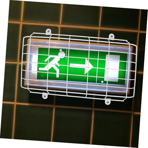 TINEASUR 2pcs School Evacuation Sign Emergency Sign Covers Emergency Light Damage Stopper Exit Sign Damage Stopper Exit Sign Protective Guard Exit Sign Damage Cage LED Exit Sign White Iron