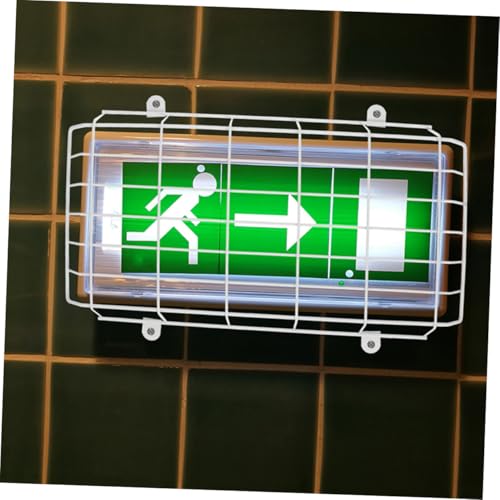 CAXUSD 2pcs School Evacuation Sign Exit Sign Protective Covers Emergency Light Protection Exit Sign Protective Cage Sign Light Covers Light Switch Covers Guard LED Exit Sign White Iron