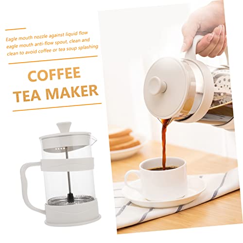 FELTECHELECTR Coffee Pot Portable Espresso Small Espresso Maker Teakettle Camping Kettle Press Tea Cold Brew Coffee Maker Coffee Carafe Concentrated Coffee Filter Machine White Plastic