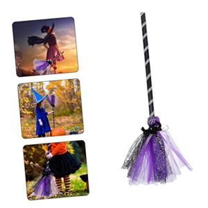 Gogogmee 1pc Wizard Broom Accessories Witch Broom Spiderweb Witch Hat and Broom Halloween Flying Broom Witch Light up Broom Kid Broom Witch Broom Halloween Prop Broom Purple Plastic