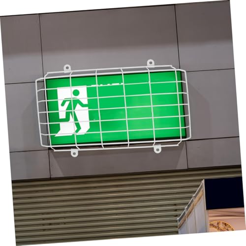 PHENOFICE 2pcs School Evacuation Sign Emergency Sign Covers Exit Sign Light Covers Wire Exit Sign Cage Emergency Light Exit Sign Wire Guard Light Switch Covers Guard LED Exit Sign Iron White