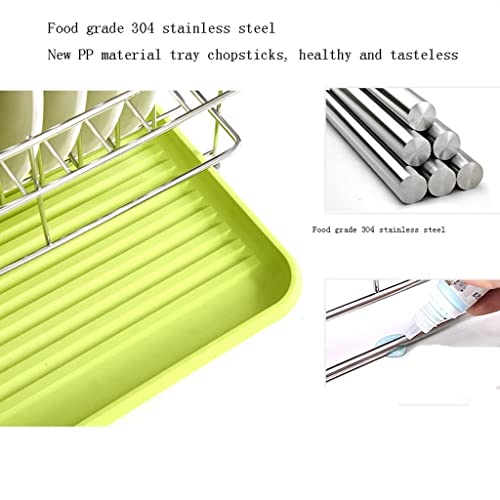 JUNXIAN Dish Rack Single Layer 304 Stainless Steel Tableware Storage Racks, Kitchen Dishware Storage Stand, Household Dish Drying Rack Dish Containers(A)