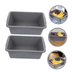 CRILSTYLEO 2pcs Box Storage Basket Food Storage Bin Vegetable Tote Tub Dish Basin Food Washing Bowl Food Service Bus Commercial Bus Tub Restaurant Wash Basin Commercial Tote Tub Grey Pp