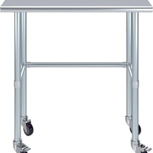 Express KitchQuip Stainless Steel Work Table Open Base & Wheels | Work Station | Metal Work Bench (Stainless Steel Work Table Open Base + Casters) (36" Long x 18" Deep)