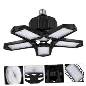 gadpiparty five leaves garage light led garage lights adjustable pcs led quantity industrial ceiling lights 5 panel garage light workshop light deformation lamp plastic black