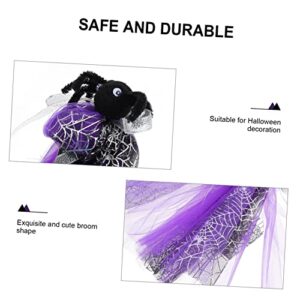 Gogogmee 1pc Wizard Broom Accessories Witch Broom Spiderweb Witch Hat and Broom Halloween Flying Broom Witch Light up Broom Kid Broom Witch Broom Halloween Prop Broom Purple Plastic