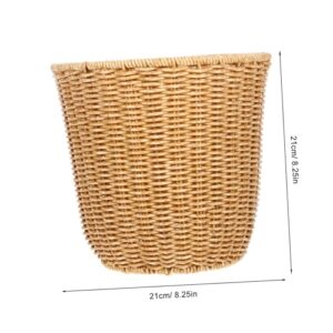 VOSAREA Woven Trash Can Wicker Trash Can Rattan Storage Baskets Sundries Basket Wicker Storage Basket Woven Basket Wicker Vase Decorative Trash Can Jute Storage Baskets Lids Iron Orange