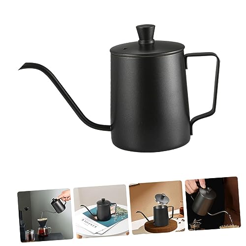 GRADENEVE 1pc Coffee Maker Stainless Tea Kettle Vintage Espresso Machine Kettle for Gas Stove Retro Coffee Maker Tea Dispenser Kettle for Coffee 304 Stainless Steel Black