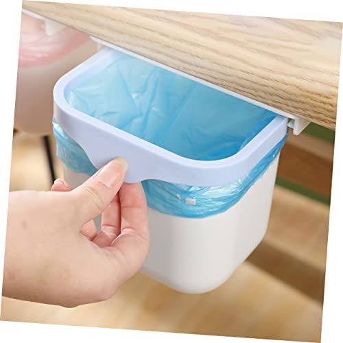 FONDOTIN Under Desk Drawer Trash Snack Container Desktop Garbage Basket Waste Bin for Office Dining Table Hidden Rubbish Can Office Trashcan Trash Can Bins Desktop Waste Bin Blue Plastic