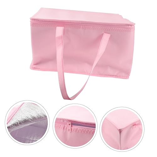 SHOWERORO Cake Insulation Bag Deliveries Insulated Bag with Handle Deliverys Insulated Take Out Bag Door Insulated Food Carrier Insulated Food Bag Food Bag for Takeout Non-woven Bags Pink