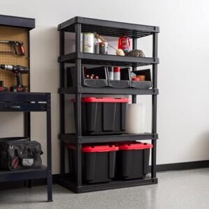 IRIS USA 5-Tier Heavy Duty Shelving Unit, 67.5" Fixed Height, Large Modular Garage Rack Shelf Storage Organizer for Home, Garage, Basement, Laundry & Utility Room, 17.9" D x 35.9" W x 67.5" H - Black