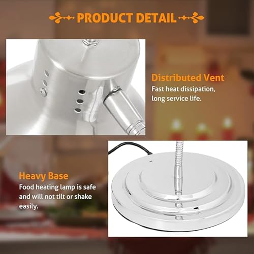 Food Warmer Lamp, 250w Catering Heat Lamp, Food Heat Lamps, 360° Free-Rotating, Independent Switch, Heat Dissipation Hole, for Restaurant Kitchen Food Service Buffet Home