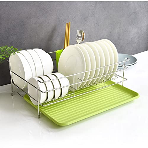 JUNXIAN Dish Rack Single Layer 304 Stainless Steel Tableware Storage Racks, Kitchen Dishware Storage Stand, Household Dish Drying Rack Dish Containers(A)