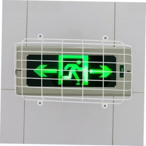 PHENOFICE 2pcs School Evacuation Sign Emergency Sign Covers Exit Sign Light Covers Wire Exit Sign Cage Emergency Light Exit Sign Wire Guard Light Switch Covers Guard LED Exit Sign Iron White