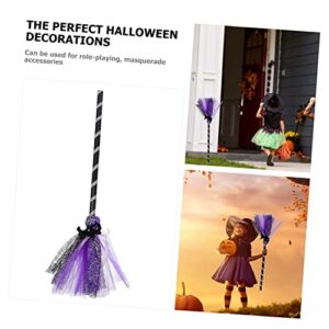 Gogogmee 1pc Wizard Broom Accessories Witch Broom Spiderweb Witch Hat and Broom Halloween Flying Broom Witch Light up Broom Kid Broom Witch Broom Halloween Prop Broom Purple Plastic